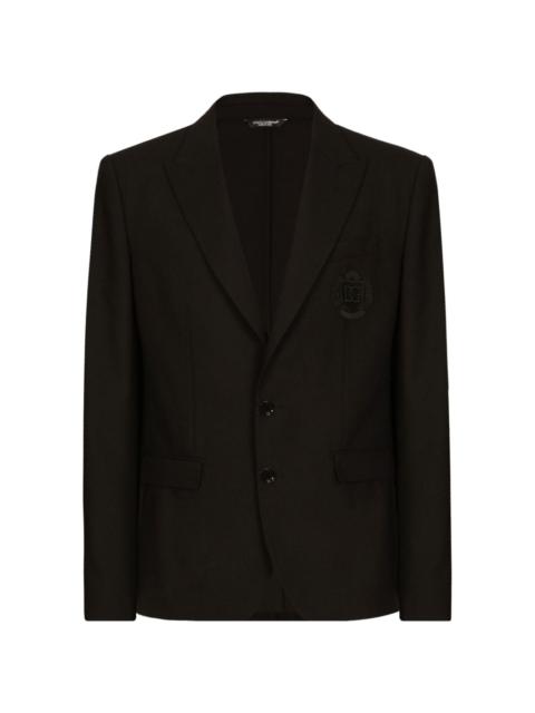 Dolce & Gabbana logo-embroidered single-breasted jacket