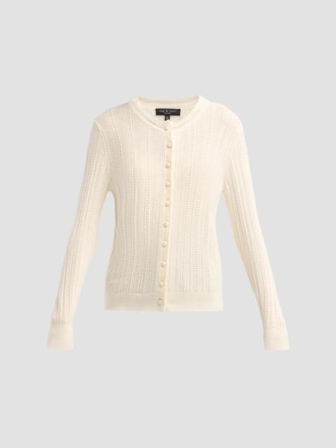 rag & bone Women's Rhodes Wool Crewneck Cardigan - White