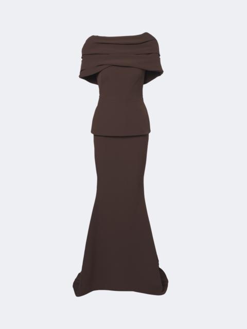 Safiyaa Loura draped peplum crêpe gown