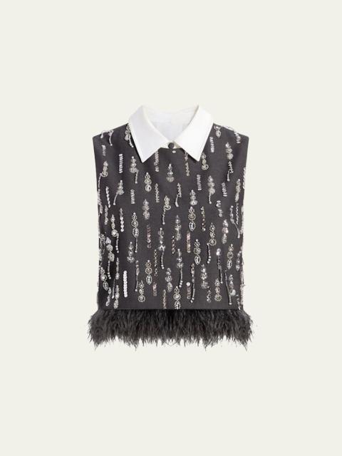 Cinq à Sept Selene Embellished Crop Top