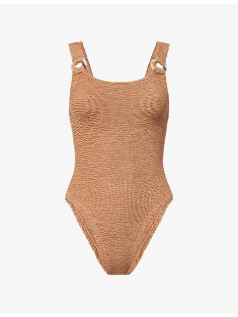 Hunza G Burberry x Hunza G Domino Check-Trim Swimsuit and Scrunchie Set
