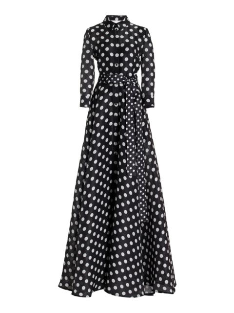 CAROLINA HERRERA Printed Silk Trench Gown black/white