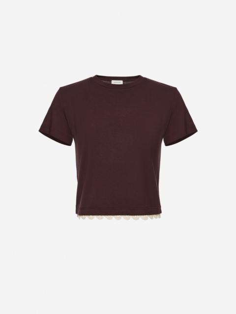 MAGDA BUTRYM Lace-detail classic t-shirt in brown