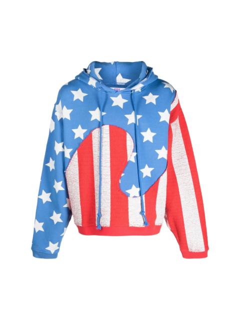 ERL flag-print cotton hoodie