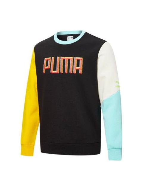 PUMA Puma Embroidered Logo Printing Round-neck Sweatshirt 'Black Ywllow White Blue' 532180-01