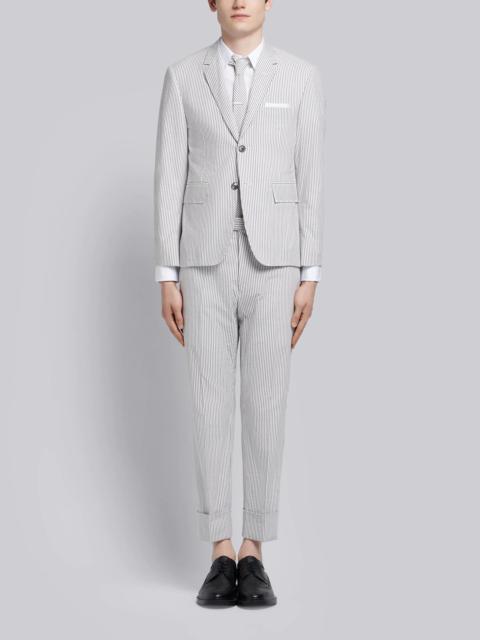 Medium Grey Seersucker Classic Suit and Tie
