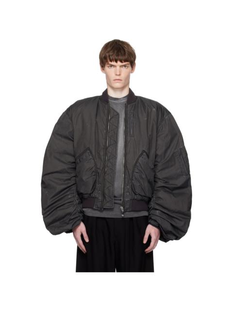 We11done Black Washed Nylon Bomber Jacket
