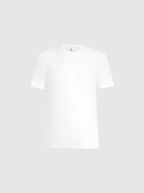 Brunello Cucinelli Stretch cotton and modal ribbed jersey crew neck T-shirt