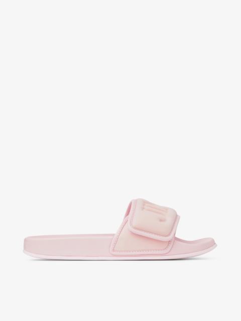 JIMMY CHOO Fitz/F
Powder Pink Puffed Logo Lycra Slides