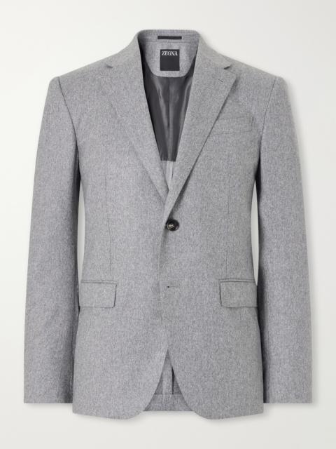 ZEGNA Wool and Cashmere-Blend Mélange Flannel Suit Jacket