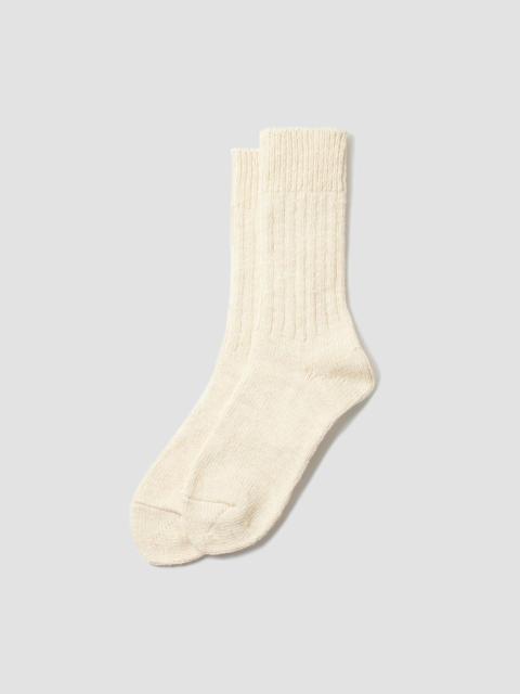 Nigel Cabourn Rototo Low Gauge Slub Crew Sock in Ecru