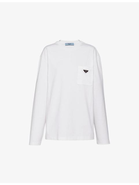 Prada Logo-plaque oversized-fit cotton-jersey T-shirt