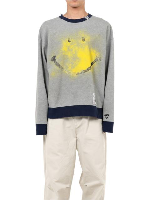 Maison MIHARAYASUHIRO Smily Face Printed Distressed Ringer Sweatshirt