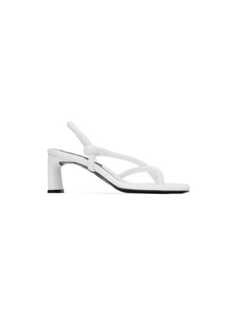 pushBUTTON White Mismatched Heeled Sandals