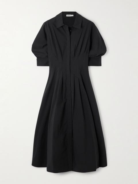SIMKHAI Jazz pleated cotton-blend poplin midi shirt dress White