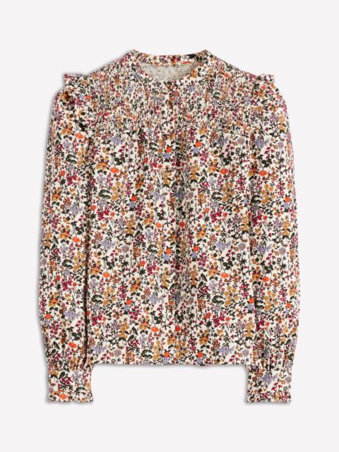BODEN Smocked Yoke Cord Top-Ivory Floral