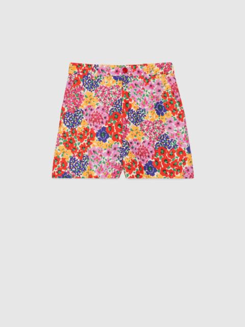 GUCCI Floral print cotton shorts