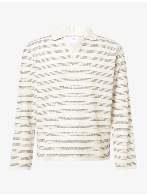 PERCIVAL Laurent Striped Cotton-Knit Polo Top