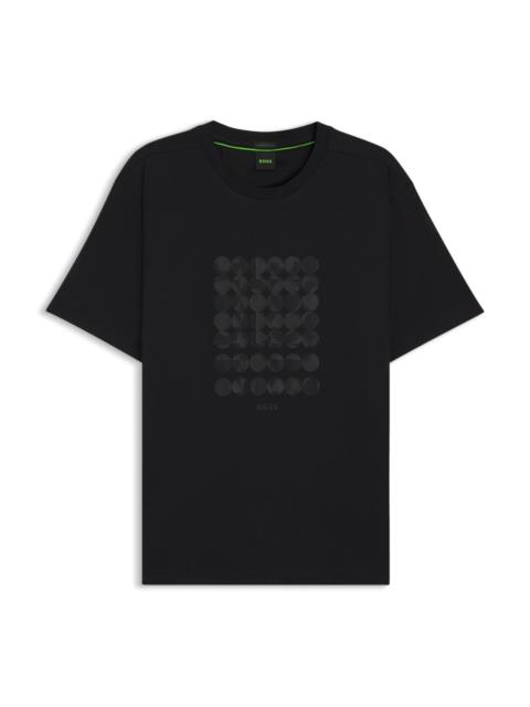 BOSS INTERLOCK-COTTON T-SHIRT WITH CIRCLE ARTWORK