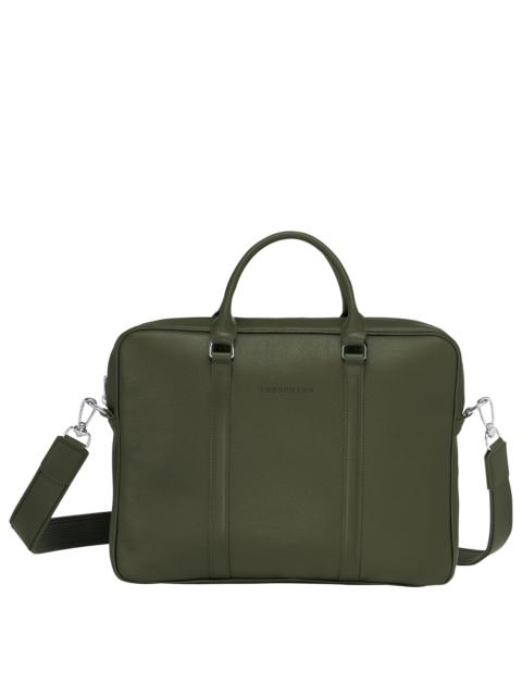 Le Foulonné XS Briefcase Khaki - Leather