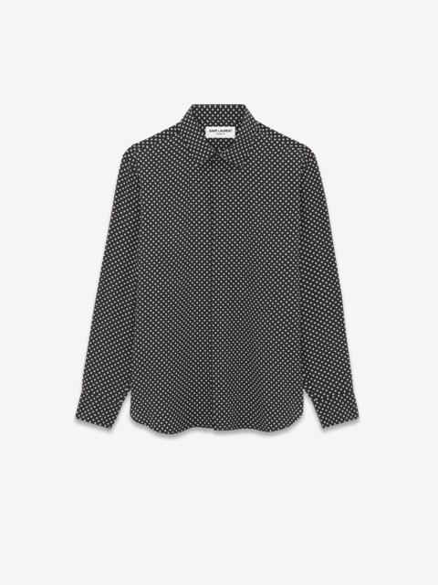 yves collar shirt in dotted crepe de chine