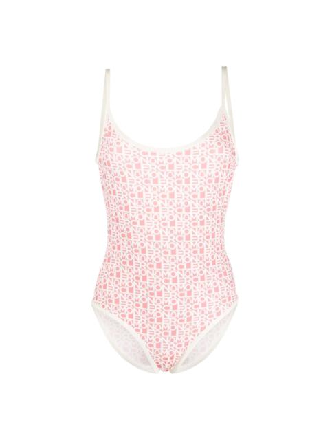 Moncler logo-print scoop-back swimsuit