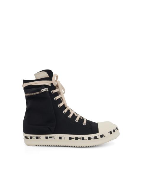 Rick Owens DRKSHDW Cargo High Sneakers with Tears Bumper in Black/Milk