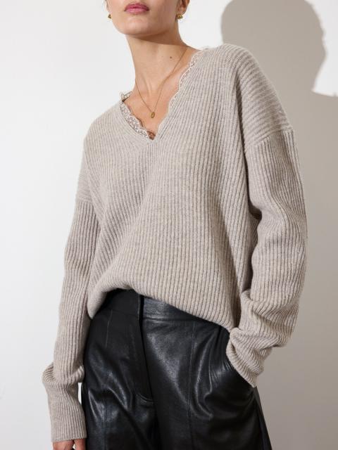 BROCHU WALKER The Ava Lace V Neck Sweater
