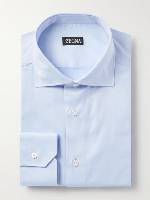 ZEGNA Slim-Fit Cutaway-Collar Striped Cotton Shirt