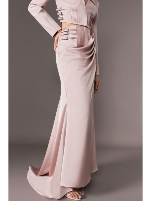 KAREN MILLEN Archive Collection - Tailored Satin Drape Corset Detail Fishtail Maxi Skirt