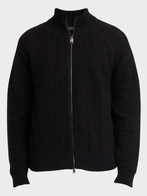 Brioni Men's Cashmere Jacquard Full-Zip Sweater