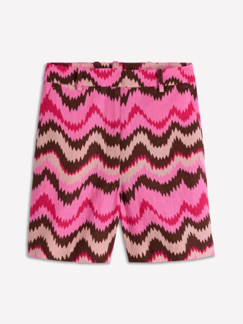 BODEN Belgravia Linen Shorts-Pink, Zig Zag Wave