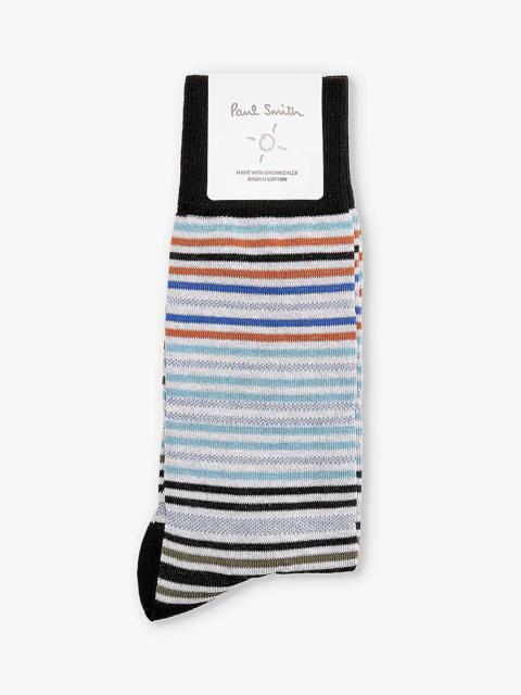 Gavin stripe-pattern cotton-blend socks