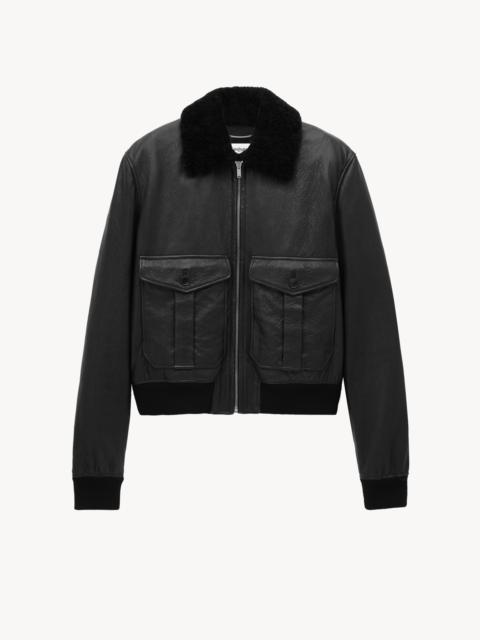 SAINT LAURENT BOMBER JACKET IN BUBBLED LAMBSKIN AND SHEARLING