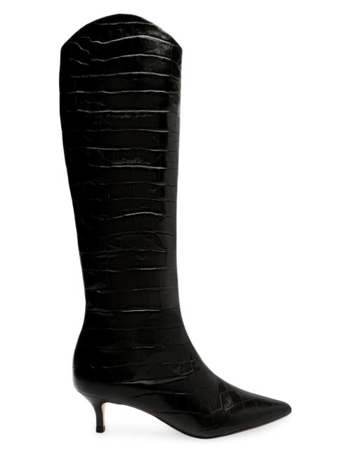 SCHUTZ Women's Maryana Crocodile-Embossed Leather Knee-High Boots - Black