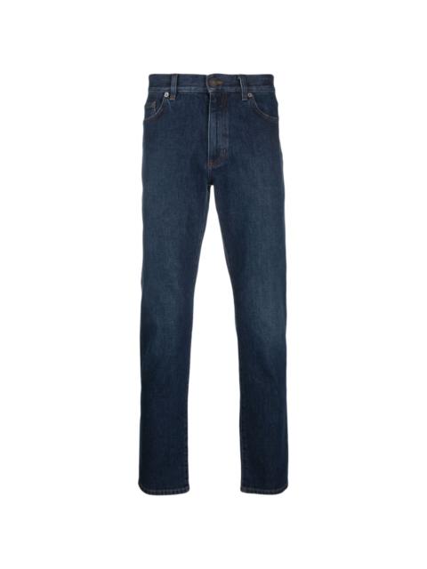 mid-rise slim-cut stretch-cotton jeans