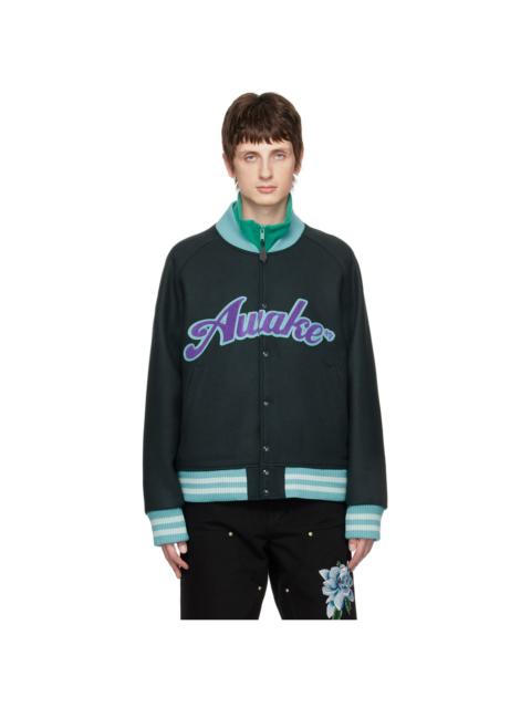AWAKE NY Gray Embroidered Bomber Jacket