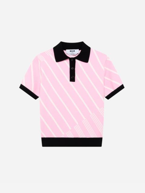 MSGM Striped techno piqué polo