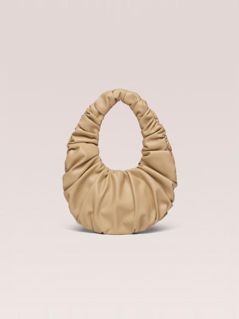 Nanushka ANJA BAGUETTE MINI - OKOBOR™ alt-leather ruched bag - Almond