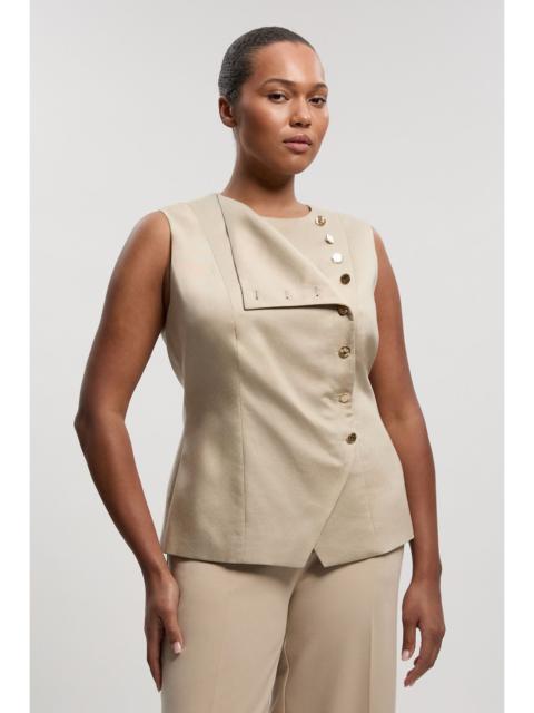 KAREN MILLEN Plus Size Tailored Linen Button Front Top