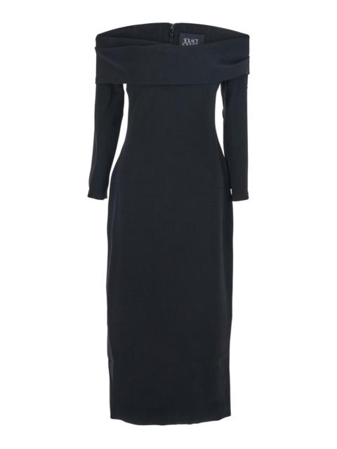 SOLACE LONDON Yuni Black Dress with Square Neckline and Back Closure in Fabric Woman Polyester