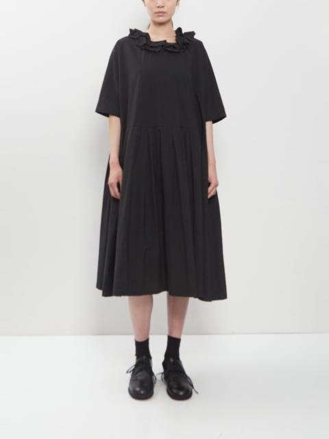 apuntob Japanese Cotton Linen Ruffle Collar Dress