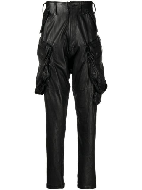 Julius straight-leg leather cargo trousers