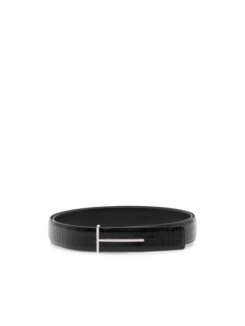 TOM FORD printed croc slim t belt