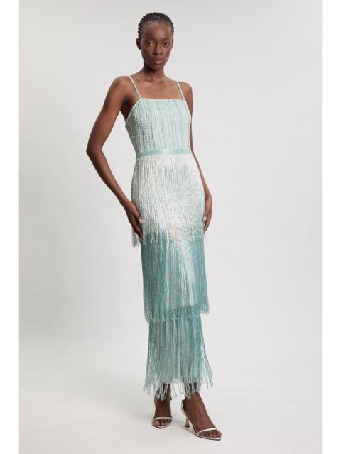 KAREN MILLEN Tassel Embellished Fringe Detail Woven Maxi Dress
