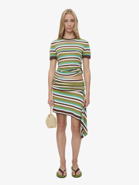 CHRISTOPHER ESBER Stripe Knit Extension Drape Mini Skirt