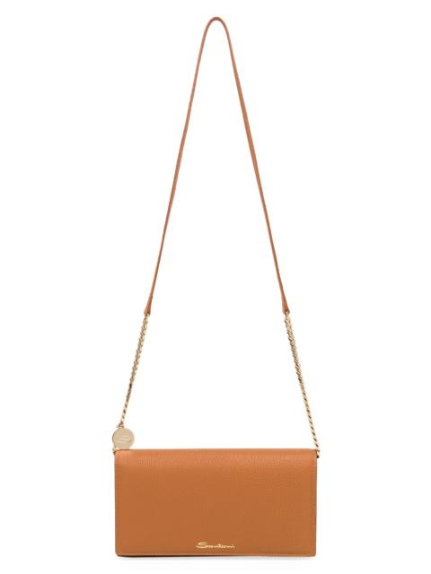 Santoni Women's Leather Wallet-On-Chain Crossbody Bag - Light Brown