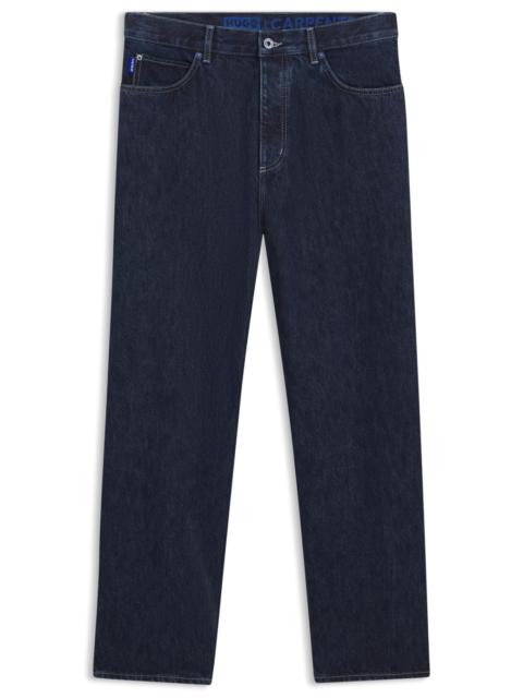 HUGO BAGGY-FIT JEANS IN DARK-BLUE DENIM