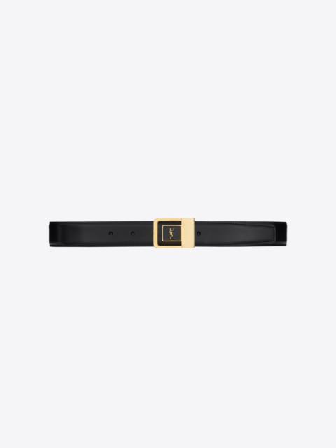 female buckle belt in lacquered leather