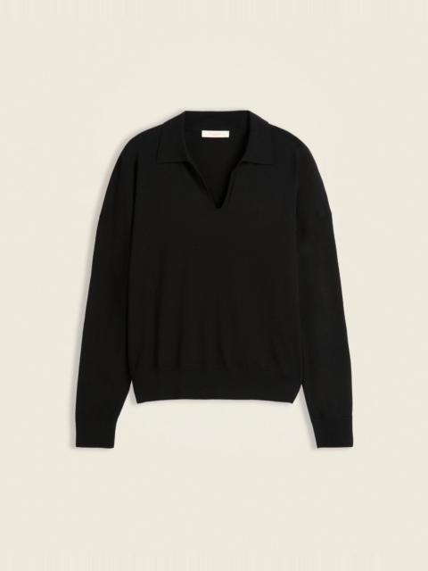 SLOWEAR Wide fit V neck polo shirt in Flexwool